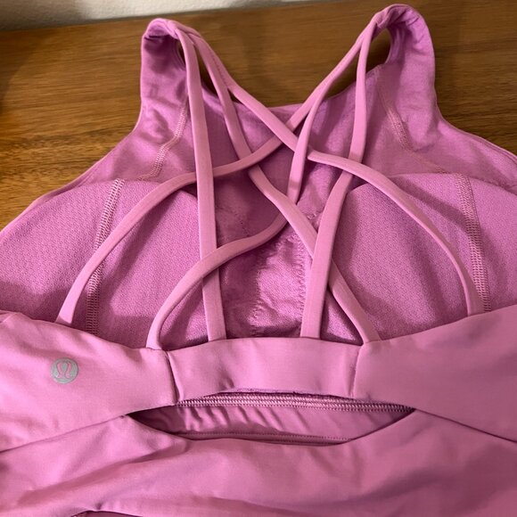 Lululemon Free to be Serene Magenta Glow High Neck Longline Size 10 - Picture 4 of 4